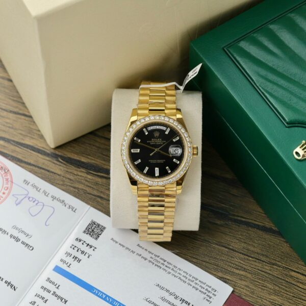 RL D-D 40 mm – Gold Grün – Diamantlünette