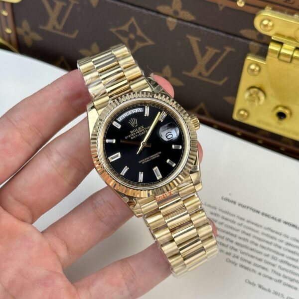 RL D-D 40mm – Gelbgold Schwarz – Diamantlünette