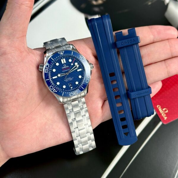 OM SM 42mm – Blau/Edelstahl Kautschuckband