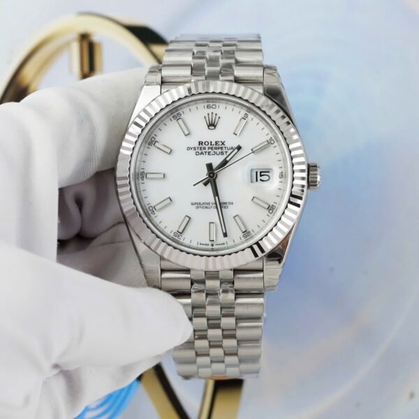 RL DJ 41mm – Weiß Edelstahl