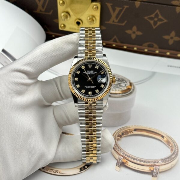 RL DJ 36mm – Gold/Edelstahl Schwarz Diamant